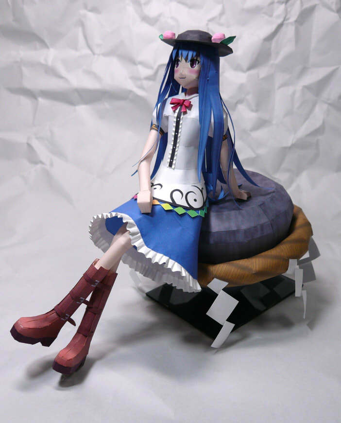 动漫游戏人偶 东方project比那名居天子3d立体手办纸模型手工diy