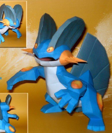 数码宝贝神奇宝贝口袋妖怪swampert 巨沼怪3d纸模型手工diy非成品