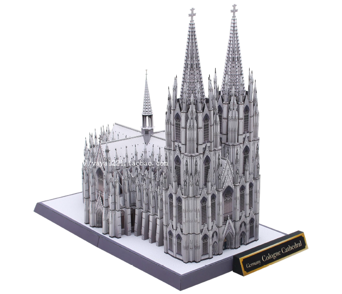 满48包邮世界经典建筑德国科隆大教堂3d纸模型diy非成品附说明