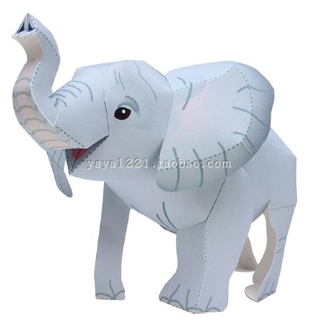 满48包邮儿童手工劳动动物园大象27款3d纸模型diy非成品附说明