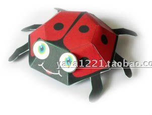 满48包邮儿童亲子手工劳动简易昆虫七星瓢虫3d纸模型diy非成品