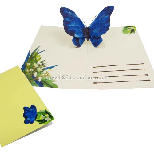 满48包邮儿童亲子手工劳动立体蝴蝶贺卡diy非成品附说明