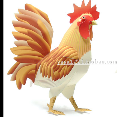 满48包邮儿童亲子手工劳动鸟名古屋交趾鸡3d立体纸模型diy非成品
