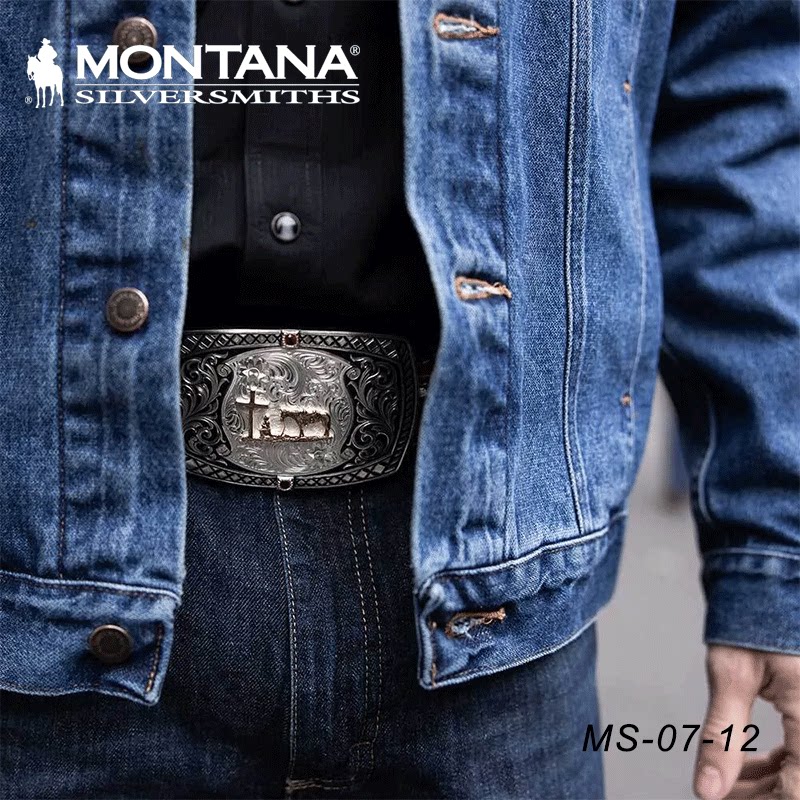 美国进口MONTANA银饰西部牛仔腰带巴扣 牛仔装饰扣 牛仔专用扣