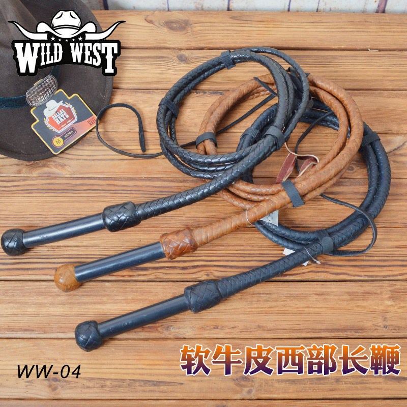 美国专业西部软牛皮牧场鞭牛鞭马鞭西部马鞭骑马