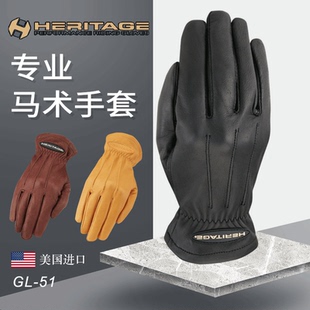 美国Heritage西部牛仔马术皮面手套 骑士装备用品