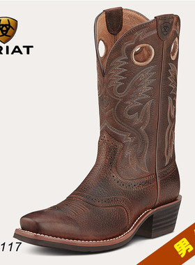 美国进口Ariat 刺绣牛仔靴 男款 西部骑马马靴