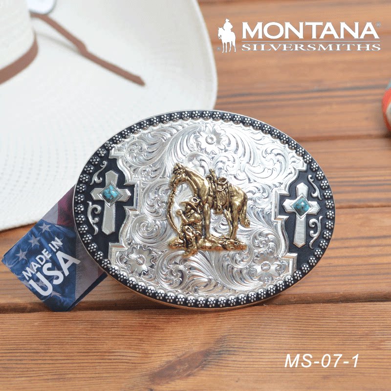 美国进口MONTANA西部腰带巴扣牛仔专用 牛仔腰带装饰 骑马野骑