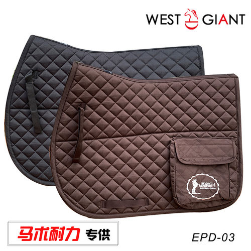 出口级英式马术耐力马鞍垫汗屉方型加厚马鞍垫小方格棉质带口袋