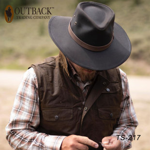 美国进口OUTBACK西部纯棉油布防水牛仔帽澳洲牛仔骑士帽