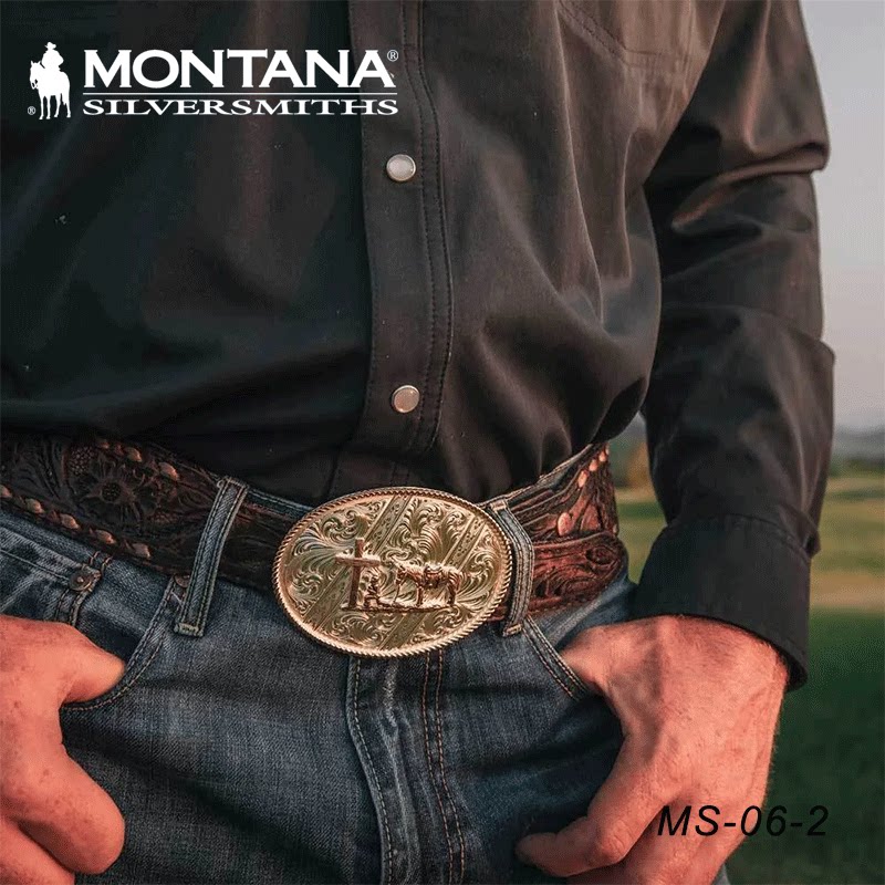 美国进口MONTANA银饰西部牛仔腰带巴扣 牛仔装饰扣 牛仔专用扣