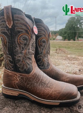 美国进口Laredo男款西部牛仔靴美式骑马靴方头靴
