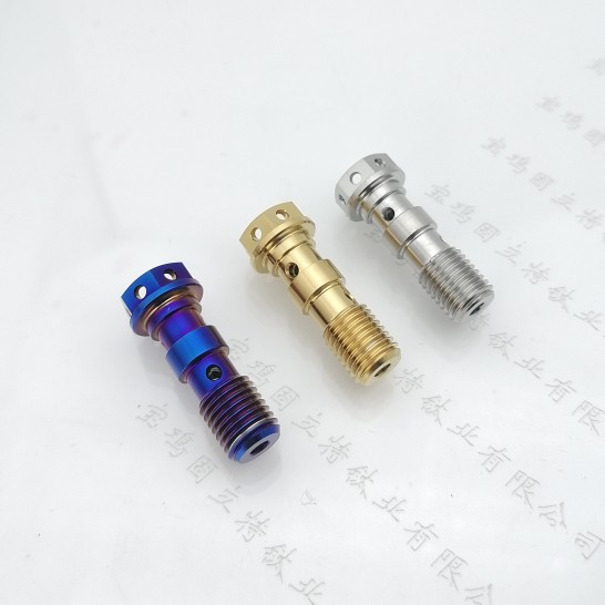 钛合金油管螺丝双孔M10
