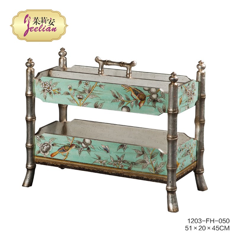 茱莉安欧式精美中国风实木手工彩绘花鸟书报架杂志架家用摆件