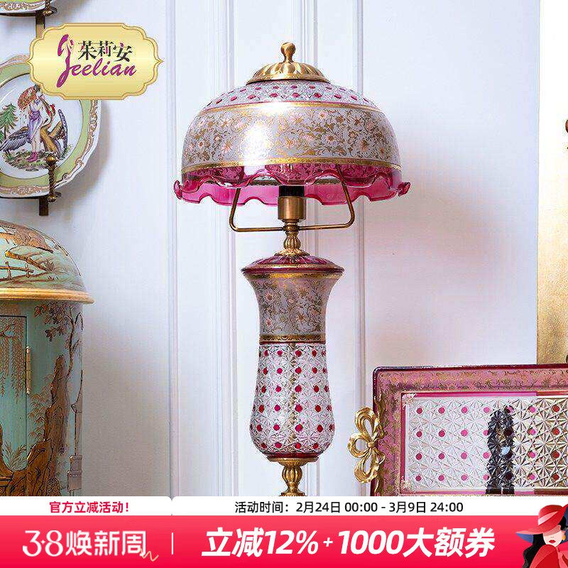 茱莉安欧式法式宫廷粉色公主水母造型台灯卧室书房装饰品摆件灯饰