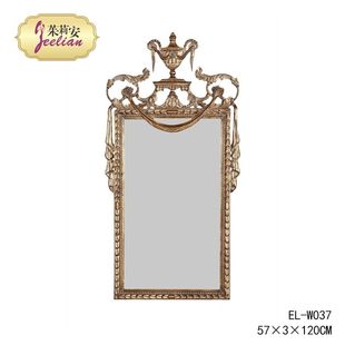 茱莉安法式 饰玄关镜 奢华优雅宫廷风实木雕刻贴金箔别墅家用走廊装