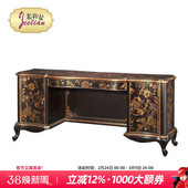 茱莉安奢华法式 黑色手绘洋花贴金仿古梳妆台镜凳别墅卧房系列