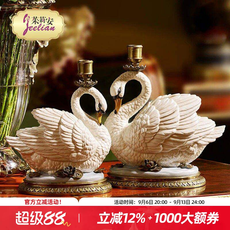 手绘茱莉安陶瓷法式玄关烛台图片