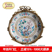 茱莉安法式 浪漫家居背景墙面陶瓷配铜精美花卉彩绘装 饰挂碟挂盘