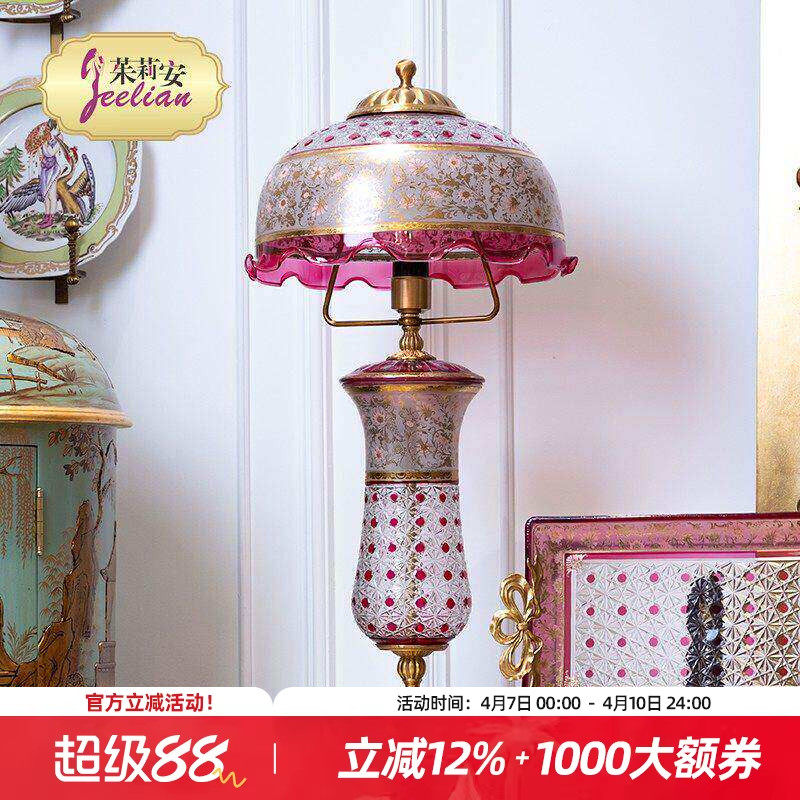 茱莉安欧式法式宫廷粉色公主水母造型台灯卧室书房装饰品摆件灯饰