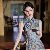 春日常改良无袖 年轻款 2026年新款 少女长款 蚀骨 旗袍连衣裙改良长款