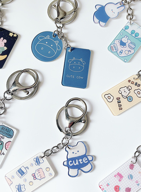 韩国ins小熊钥匙扣 可爱卡通少女心学生包包挂饰圈链 airpods挂件