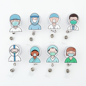 卡通医生护士伸缩易拉扣 校卡挂钩 拉绳卡套胸牌夹子工作证件夹