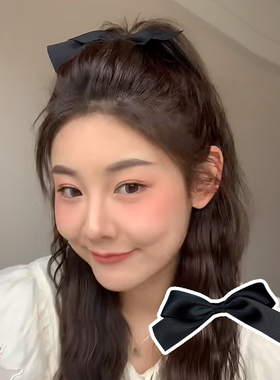 高咩咩增高颅顶网红同款黑色蝴蝶结发饰发夹减龄少女头饰鸭嘴夹子