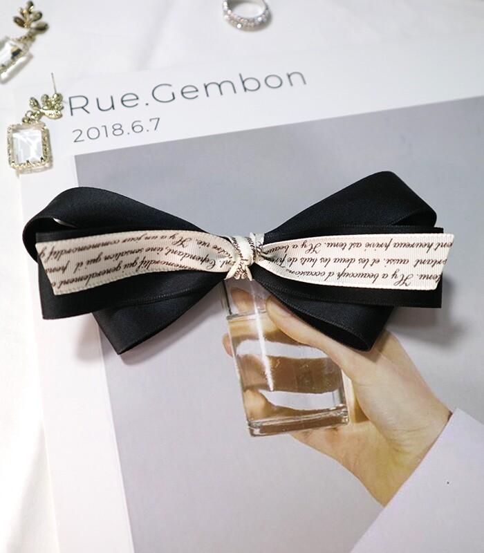 英文字母法式情调~黑白小香风蝴蝶结发夹韩国ins网红头饰发饰夹子