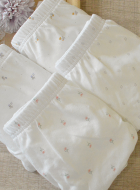 私物~国内品牌100%全棉白色印花女士内裤中高腰妈妈薄三角裤0716A