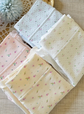 私物~日系可爱小碎花棉女士内裤舒适包臀中腰蕾丝花边三角裤0719C