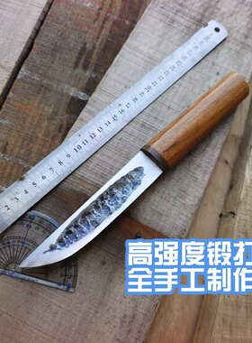 锻打弹簧钢雅库特刀分割切肉刀直刀户外生存狩猎刀高硬度全手工刀