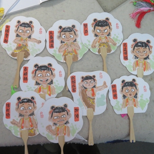 山东美协会员吴志刚定制纯手绘水墨写意中国画哪吒太乙真人小团扇