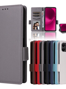 适用于T-Mobile Revvl 8/8 Pro翻盖式手机壳T Phone 3保护皮套卡槽钱包式侧扣荔枝纹皮套手机皮套挂绳