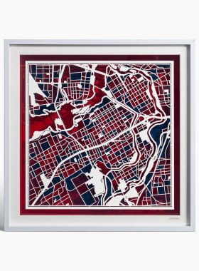 双层双色剪纸地图艺术装饰画挂画