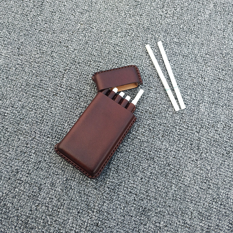 竹夏手工翻盖一体真皮细烟盒女士男士创意个性便携10支装软香菸盒