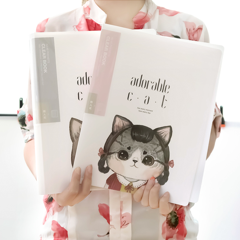 文件夹资料册学生用小清新A4插页袋透明60\/4