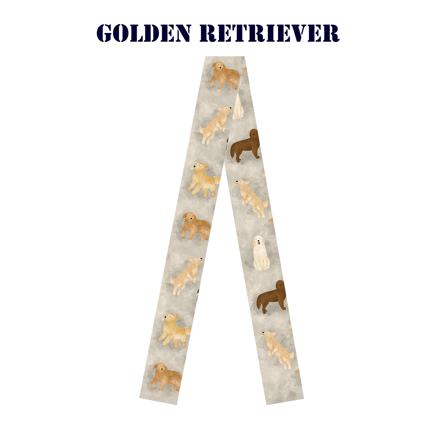 手绘卡通宠物狗金毛犬长飘带窄丝巾百搭造型长发带绑包编发绕耳机