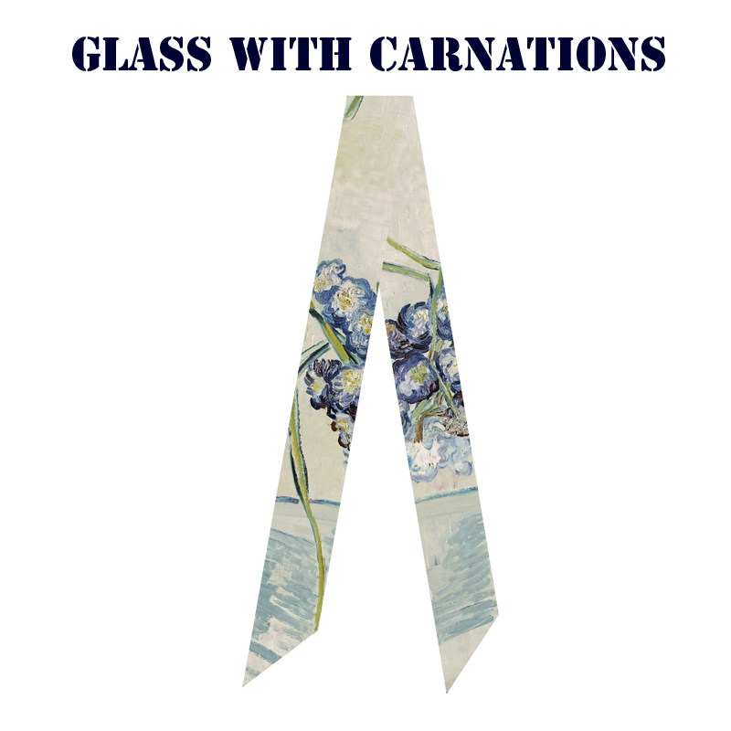 梵高油画花康乃馨玻璃飘带丝带百搭长条窄丝巾发带编发绕包绕耳机,服饰配件/皮带/帽子/围巾,围巾/丝巾/披肩,淘宝优惠券,粉丝福利购,淘宝优惠卷