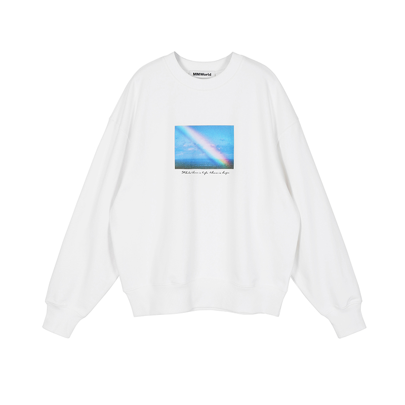 MMWorld地区限定高织海岛棉卫衣彩虹SLOGAN设计左其铂同款外套