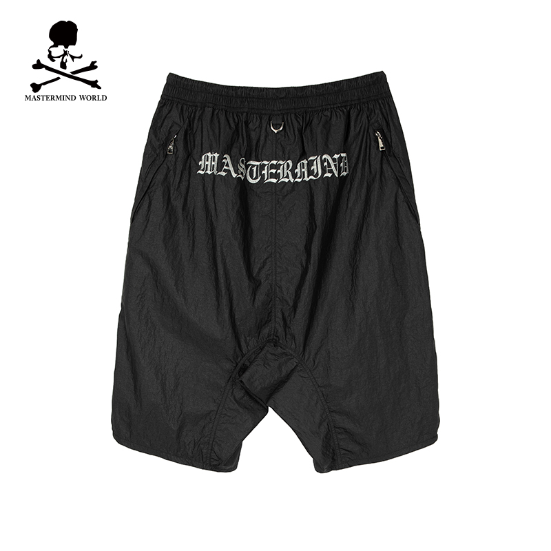 轻薄抽绳文字刺绣休闲裤