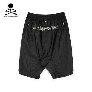 Mastermind World HK5轻薄抽绳低档短裤骷髅文字logo刺绣休闲裤