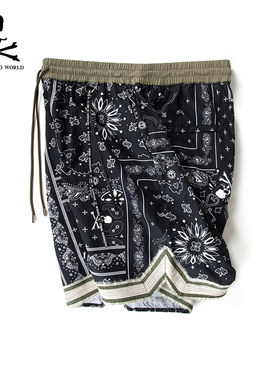 Mastermind World HK4经典纯棉抽绳卡其短裤腰果花骷髅运动休闲裤