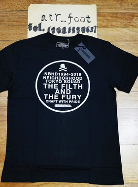 春夏季Neighborhood 19ss限定大圈微发泡字母圆领纯棉短袖男士t恤