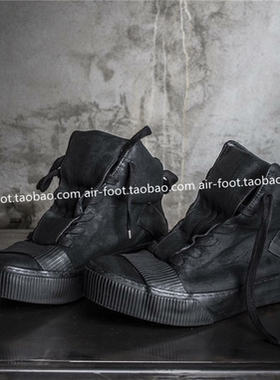 BORIS BIDJAN SABERI主线炭黑植蹂马皮工艺暗黑潮流BBS中帮硫化鞋