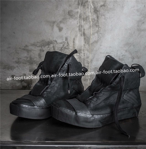 BORIS BIDJAN SABERI主线炭黑植蹂马皮工艺暗黑潮流BBS中帮硫化鞋