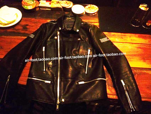 UNDERCOVER PSYCHOCANDY波点字母印刷机车街头暗黑潮流小羊皮皮衣