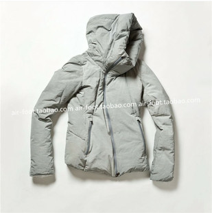 The Viridi anne秋冬男羽绒服灰粗织外套高领机能斜拉链雪山棉服