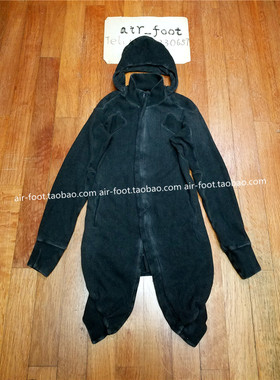 BORIS BIDJAN SABERI主线炭灰色厚重卫衣中长款暗黑潮流毛呢大衣