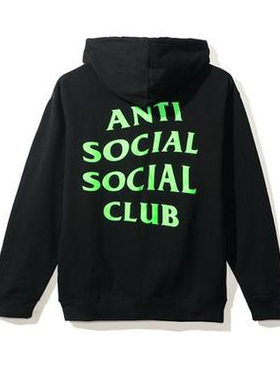 ANTI SOCIAL SOCIAL CLUB新款潮流男士带帽卫衣黑绿经典字母ASSC